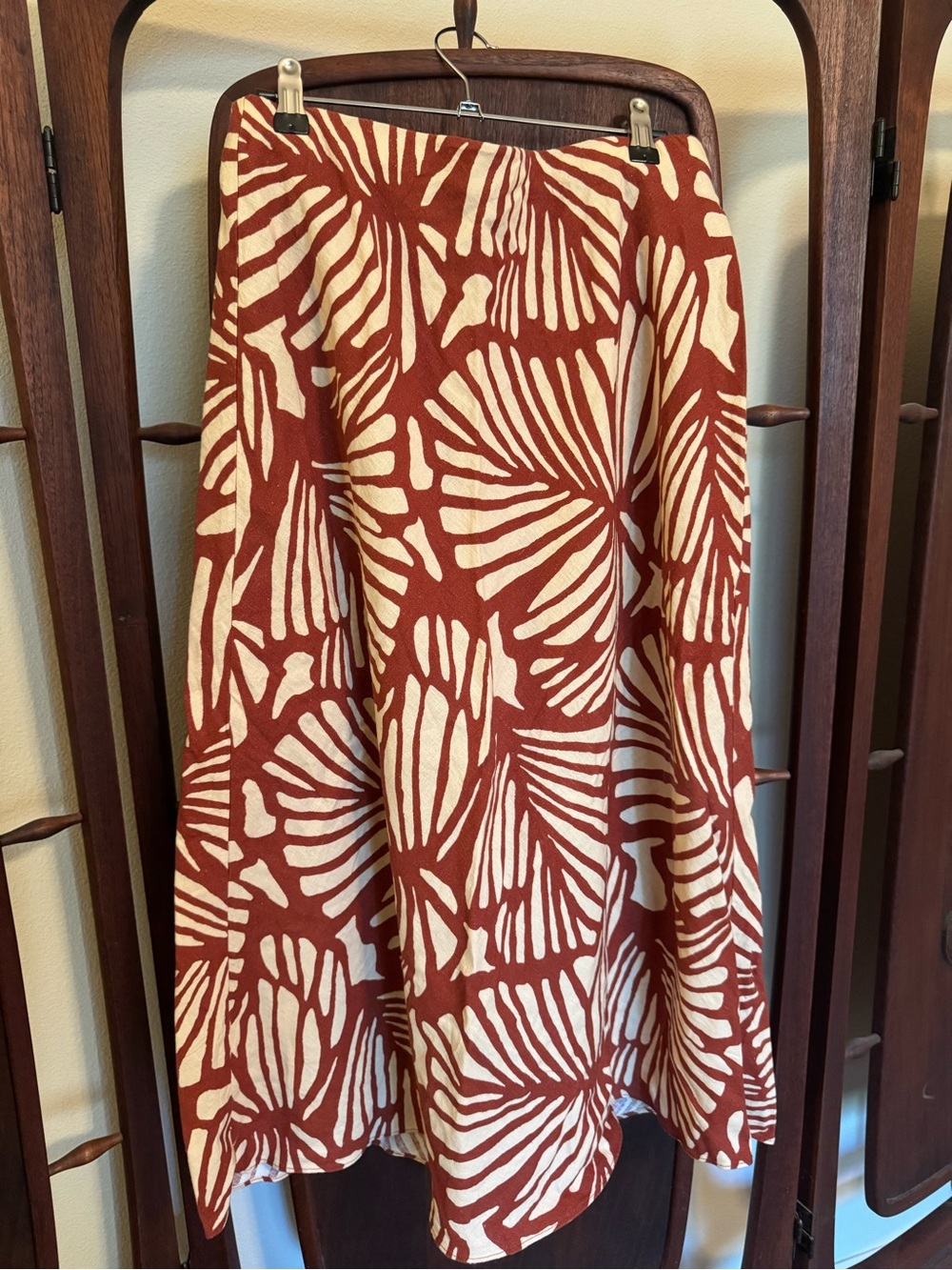 Banana Republic Rust and Cream A-Line Printed Skirt